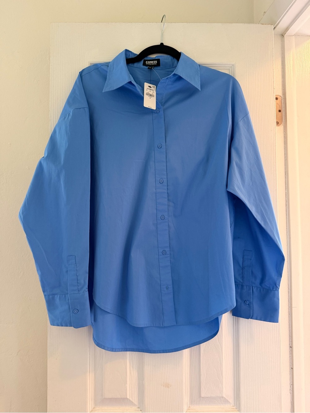 Express Portofino Boyfriend Blue Button-Down Shirt